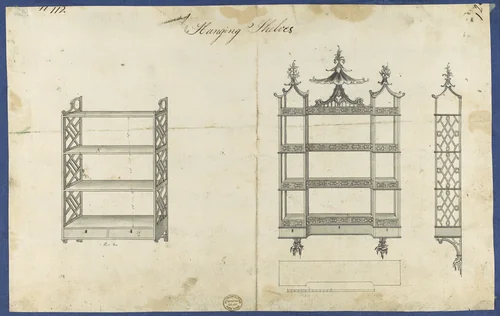 Hanging Shelves, from Chippendale Drawings, Vol. II by Thomas Chippendale, drawing, 1753