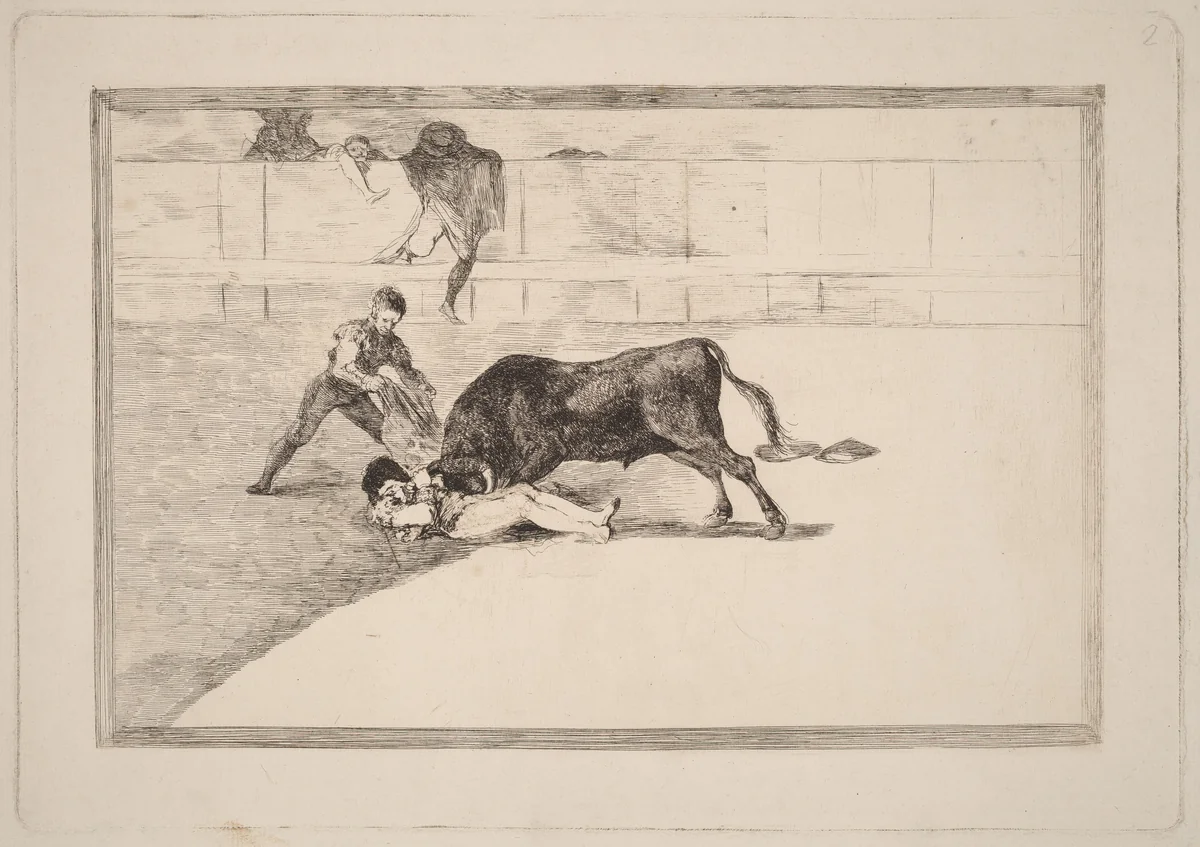 La desgraciada muerte de Pepe Illo en la plaza de Madrid (The Unlucky Death of Pepe Illo in the Ring at Madrid) by Francisco Goya, print, 1816