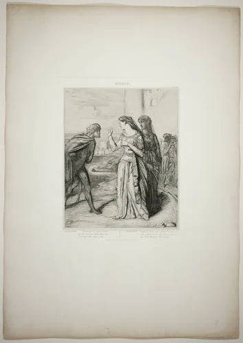 Therefore be merry, Cassio, plate six from Othello by Théodore Chassériau, print, 1844