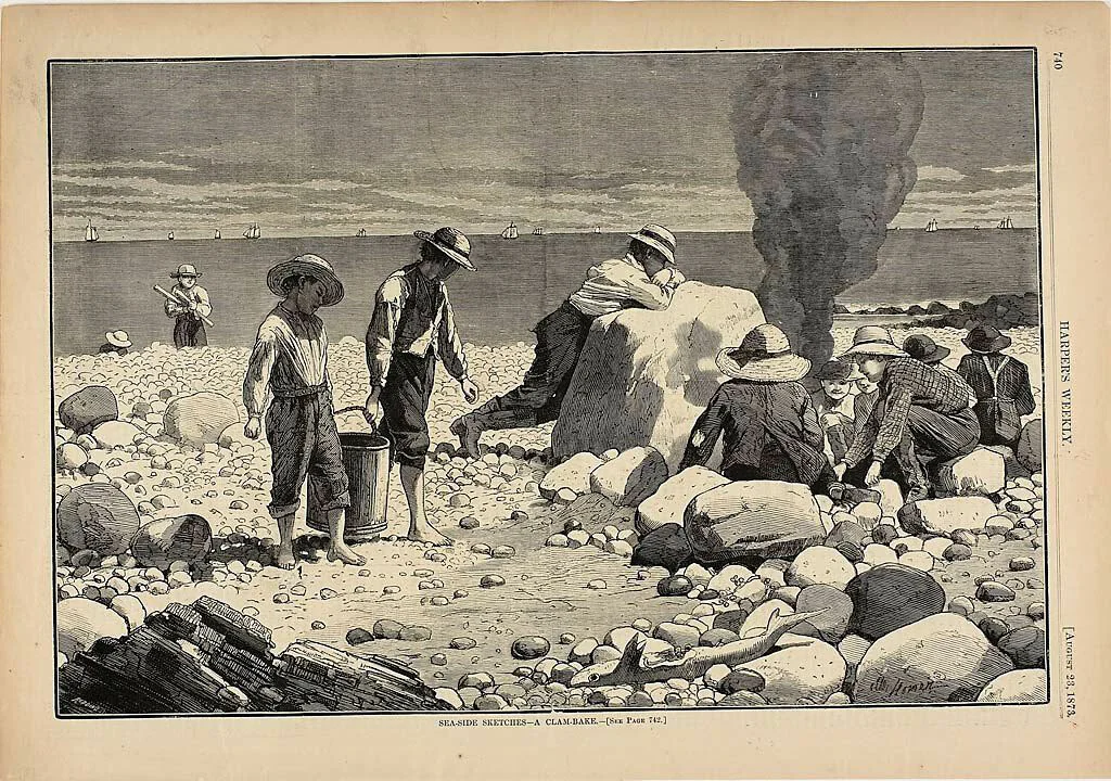 Sea-Side Sketches—A Clam Bake by Winslow Homer, print, 1873