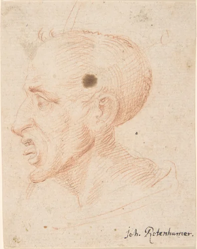 Bust of a Man Looking Left by anonymous, drawing, 1600-1700