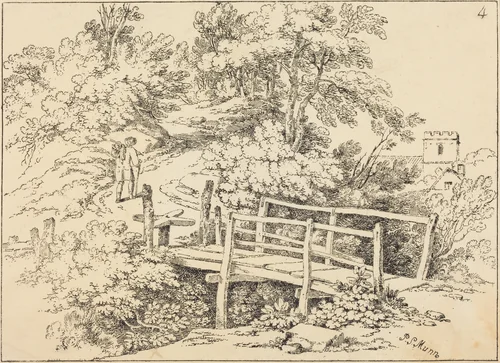 Country Footbridge (The Traveller) by Paul Sandby Munn, print, 1810