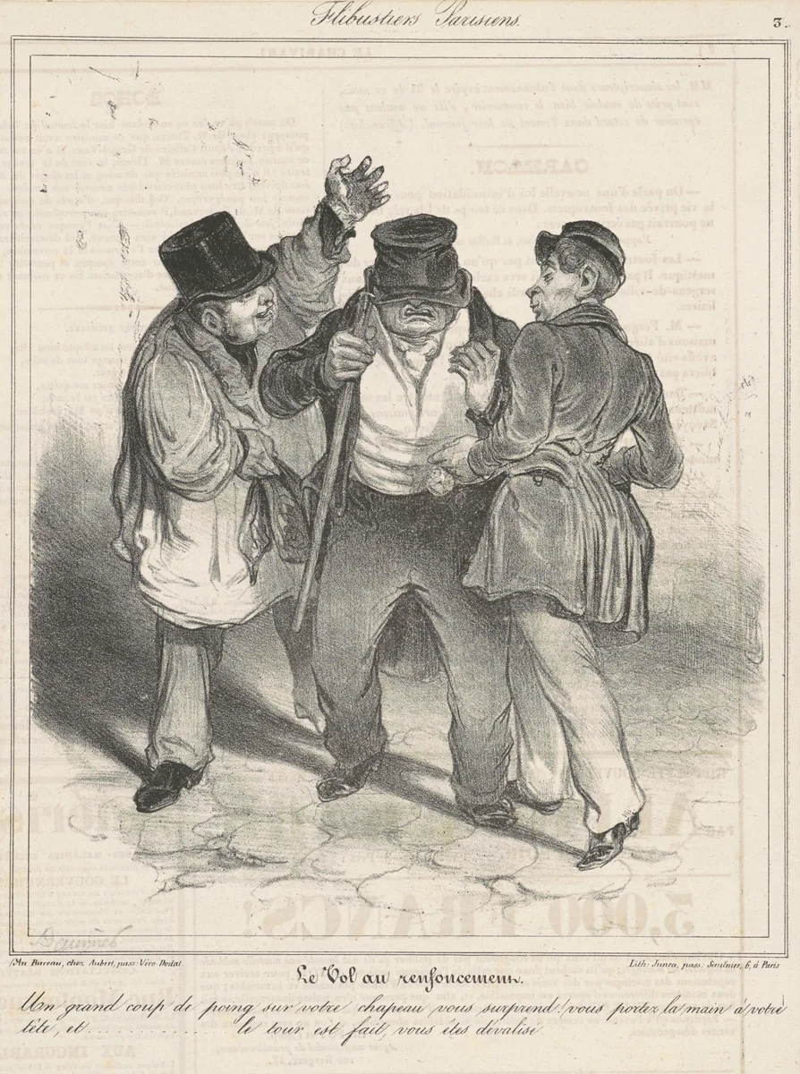 Le vol au renfoncement by Honoré Daumier, print, 1835