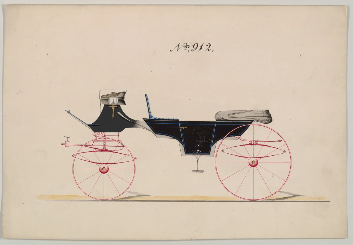 Design for Vis-à-vis/ Caleche, no. 912 by Brewster & Co., drawing, 1850-1870
