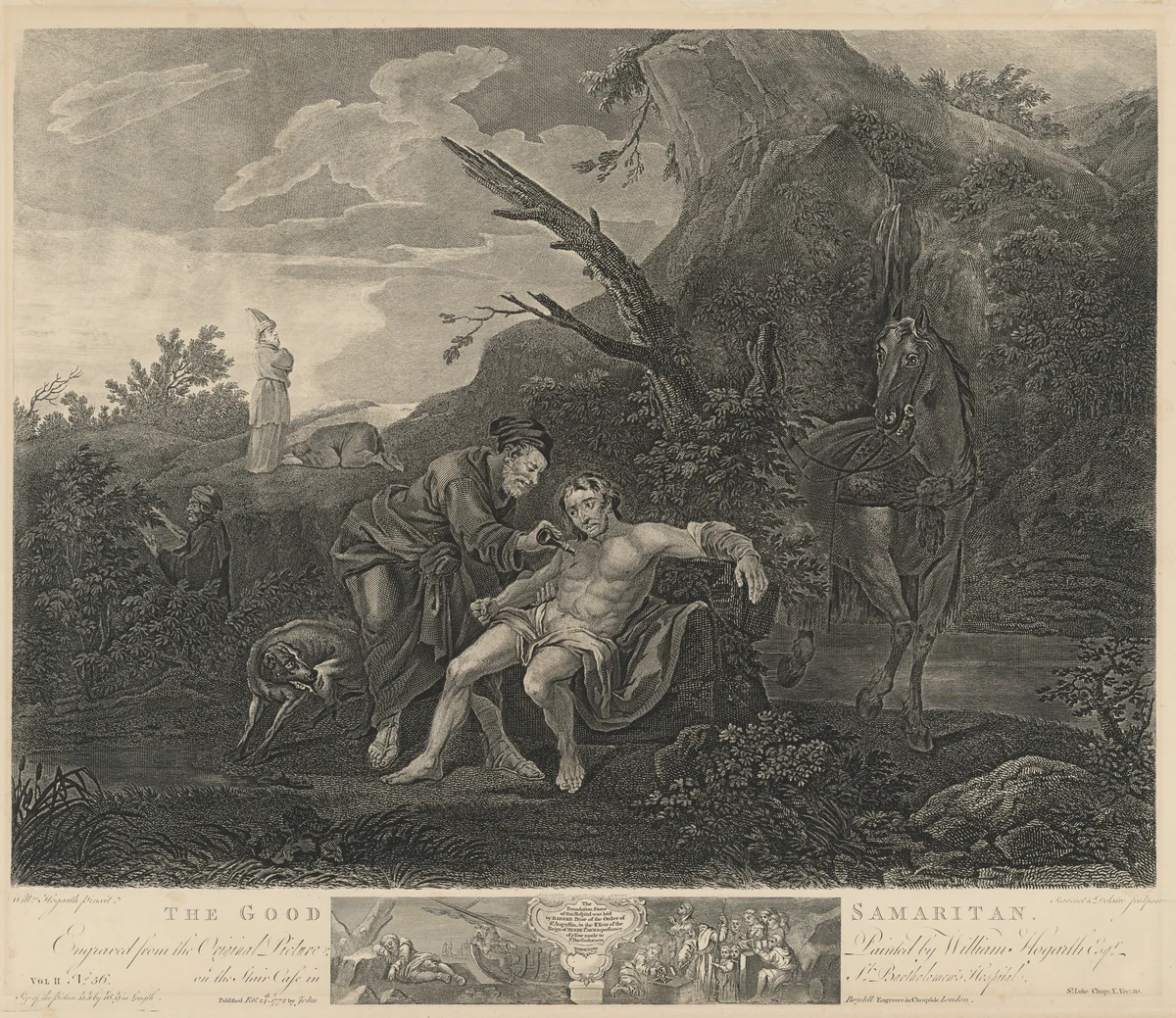 The Good Samaritan by Simon Francois Ravenet; Jean-Marie Delatre; William Hogarth, print, 1772
