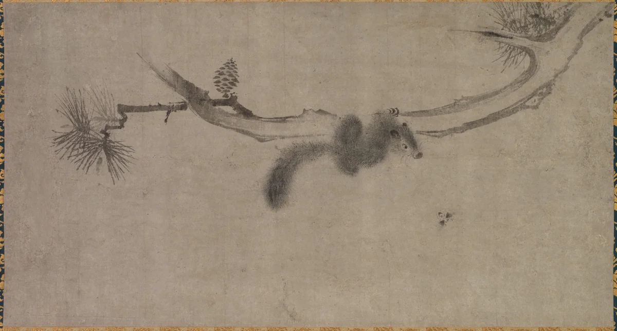 Squirrel on a Pine Branch by Song Tian, painting, 1500-1599