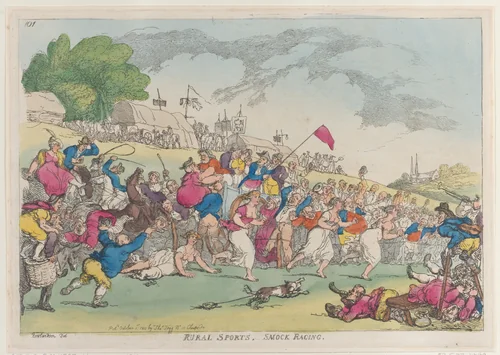 Rural Sports, Smock Racing by Thomas Rowlandson, print, 1811-1816