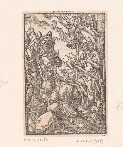 Johannes de Doper predikend by Unknown, print, 1552