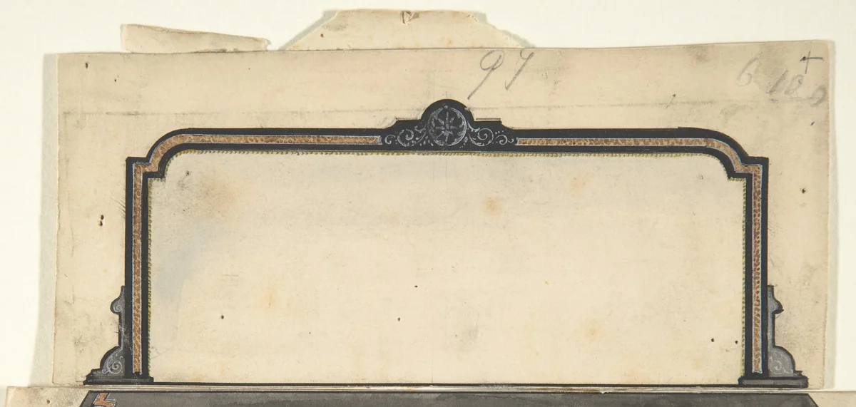 Design for a Mirror to go over a Cabinet by anonymous, drawing, 1800-1900