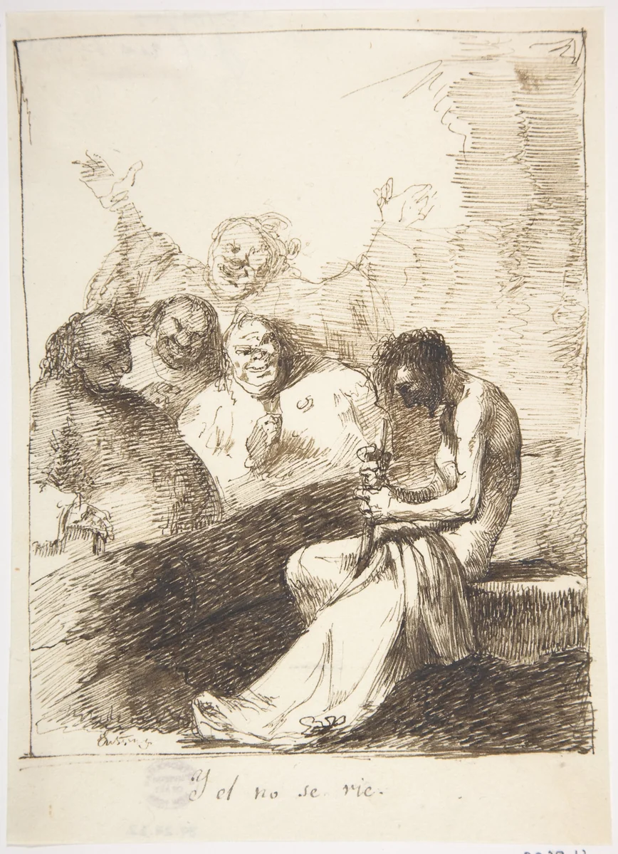 He Will Not Laugh (Y el no se rie) by Leonardo Alenza, drawing, 1807-1845