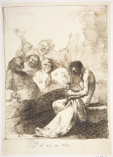 He Will Not Laugh (Y el no se rie) by Leonardo Alenza, drawing, 1807-1845