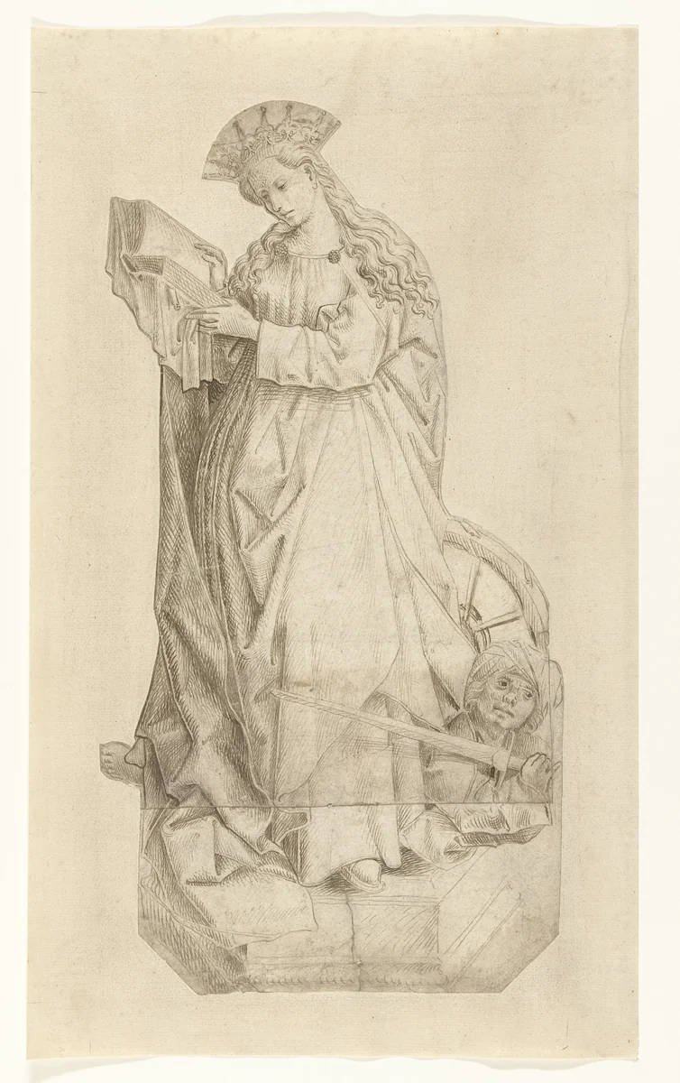 De Heilige Catharina by anonymous, drawing, 1450