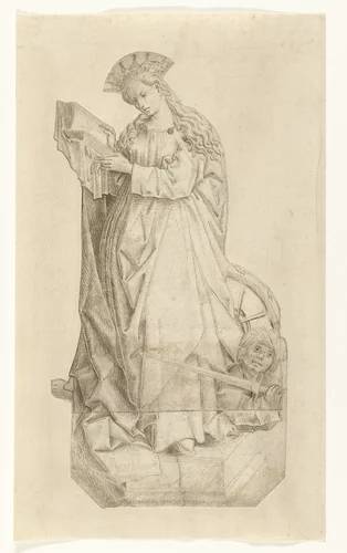 De Heilige Catharina by anonymous, drawing, 1450