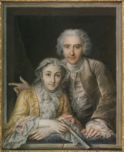 Portrait of Philippe Coypel and His Wife by Charles-Antoine Coypel, drawing, 1742