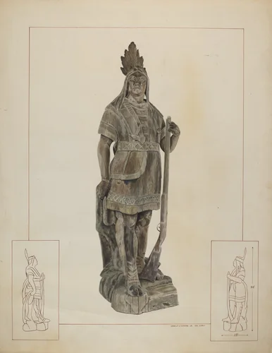 Wooden Indian Chief by Ernest A. Towers, Jr., index of american design, 1937