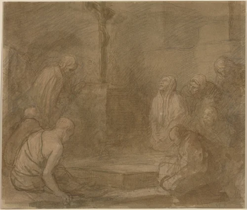 At the Foot of the Cross by Alphonse Legros, drawing, 1837-1911