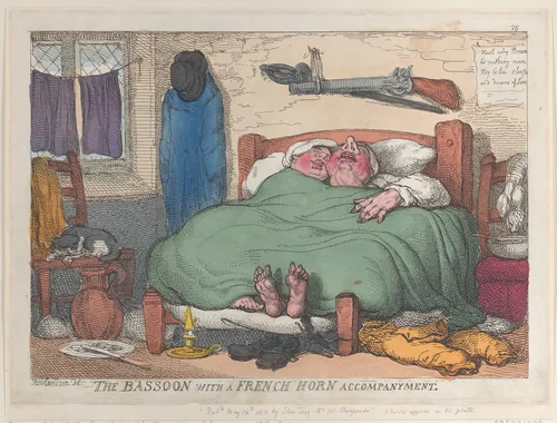 The Bassoon with a French Horn Accompaniment by Thomas Rowlandson, print, 1811