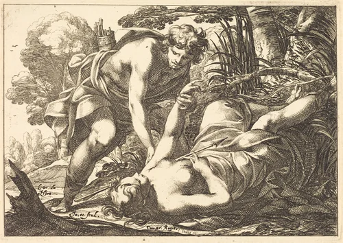 Cephalus and Procris by Laurent de La Hyre, print, 1606-1656