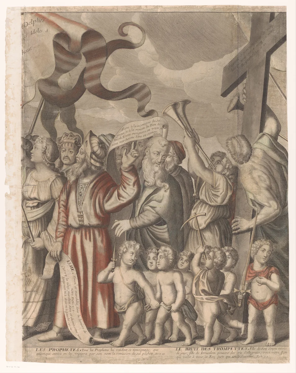 Triomftocht van Christus met figuren uit het Oude en Nieuwe Testament (vierde deel) by Nicolas de Larmessin, print, 1687-1694