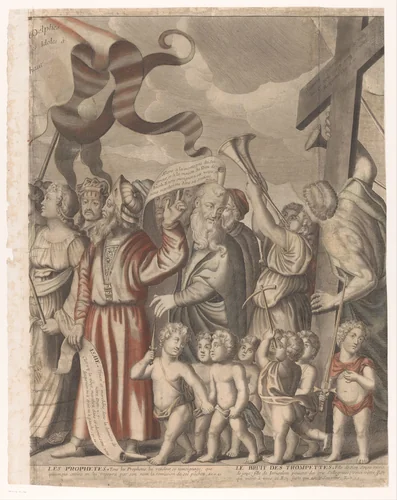 Triomftocht van Christus met figuren uit het Oude en Nieuwe Testament (vierde deel) by Nicolas de Larmessin, print, 1687-1694