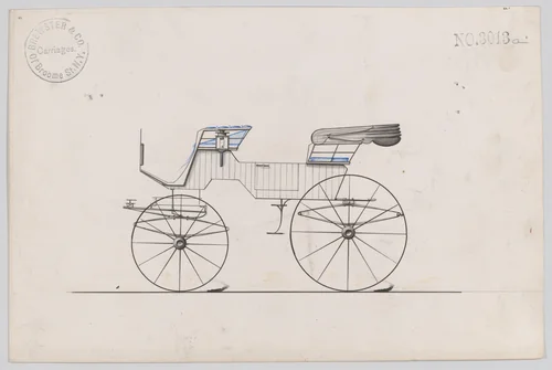 Design for 2 seat Phaeton, no. 3013a by Brewster & Co., drawing, 1874