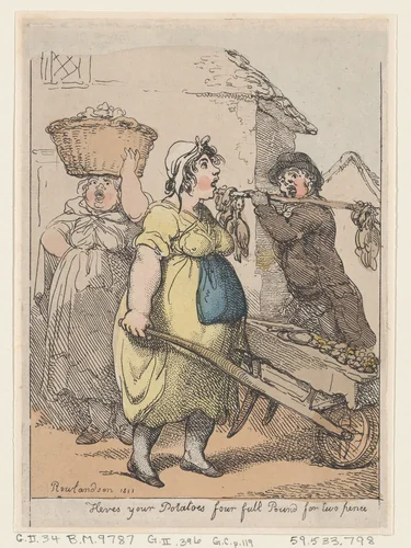 Here's Your Potatoes, Four Full Pounds for Two Pence by Thomas Rowlandson, print, 1811