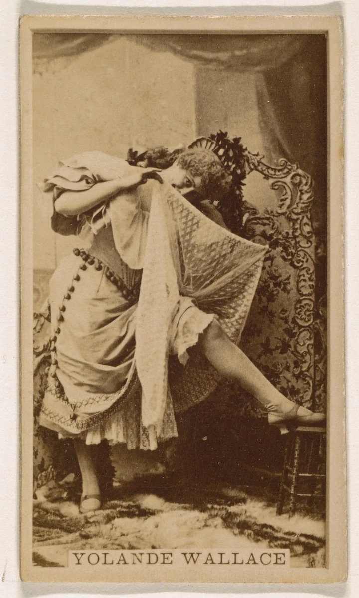 Yolande Wallace, from the Actresses series (N245) issued by Kinney Brothers to promote Sweet Caporal Cigarettes by Kinney Brothers Tobacco Company, photograph, 1890