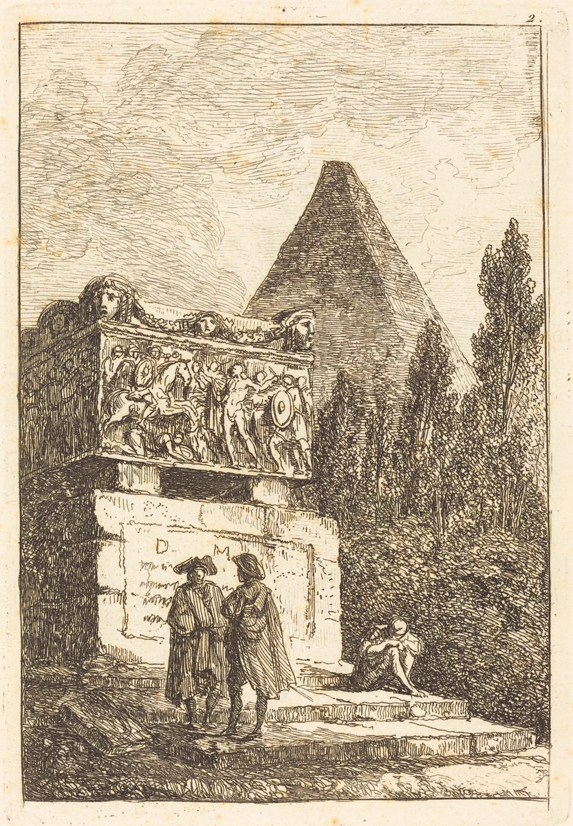 The Sarcophagus by Hubert Robert, print, 1733-1808