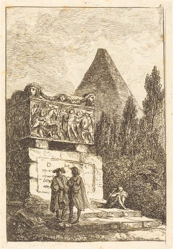 The Sarcophagus by Hubert Robert, print, 1733-1808