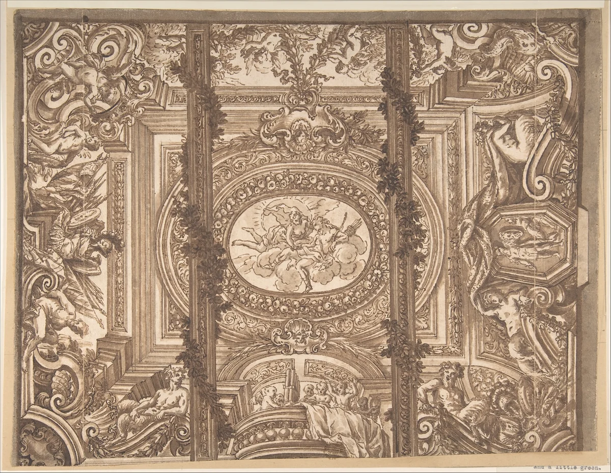 Designs for a Ceiling by anonymous, drawing, 1600-1700
