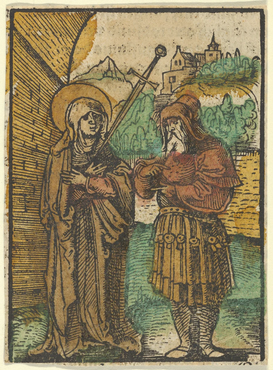 The Virgin as Master Dolorosa and Simeon, from Das Plenarium by Hans Schäufelein, print, 1517