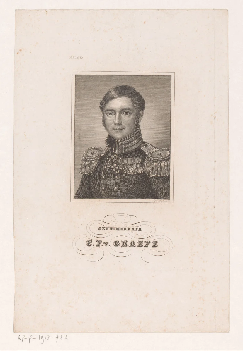 Portret van Karl Ferdinand von Gräfe by G. Metzeroth, print, 1840-1855
