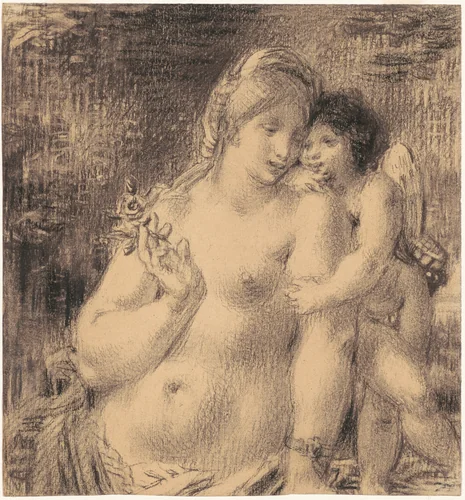 Nude with Cupid by William Perkins Babcock, drawing, 1860-1879