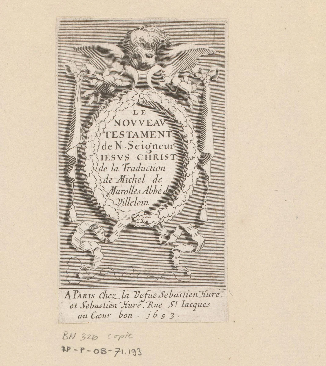 Ornamentele lijst met cherubijn by anonymous, print, 1653