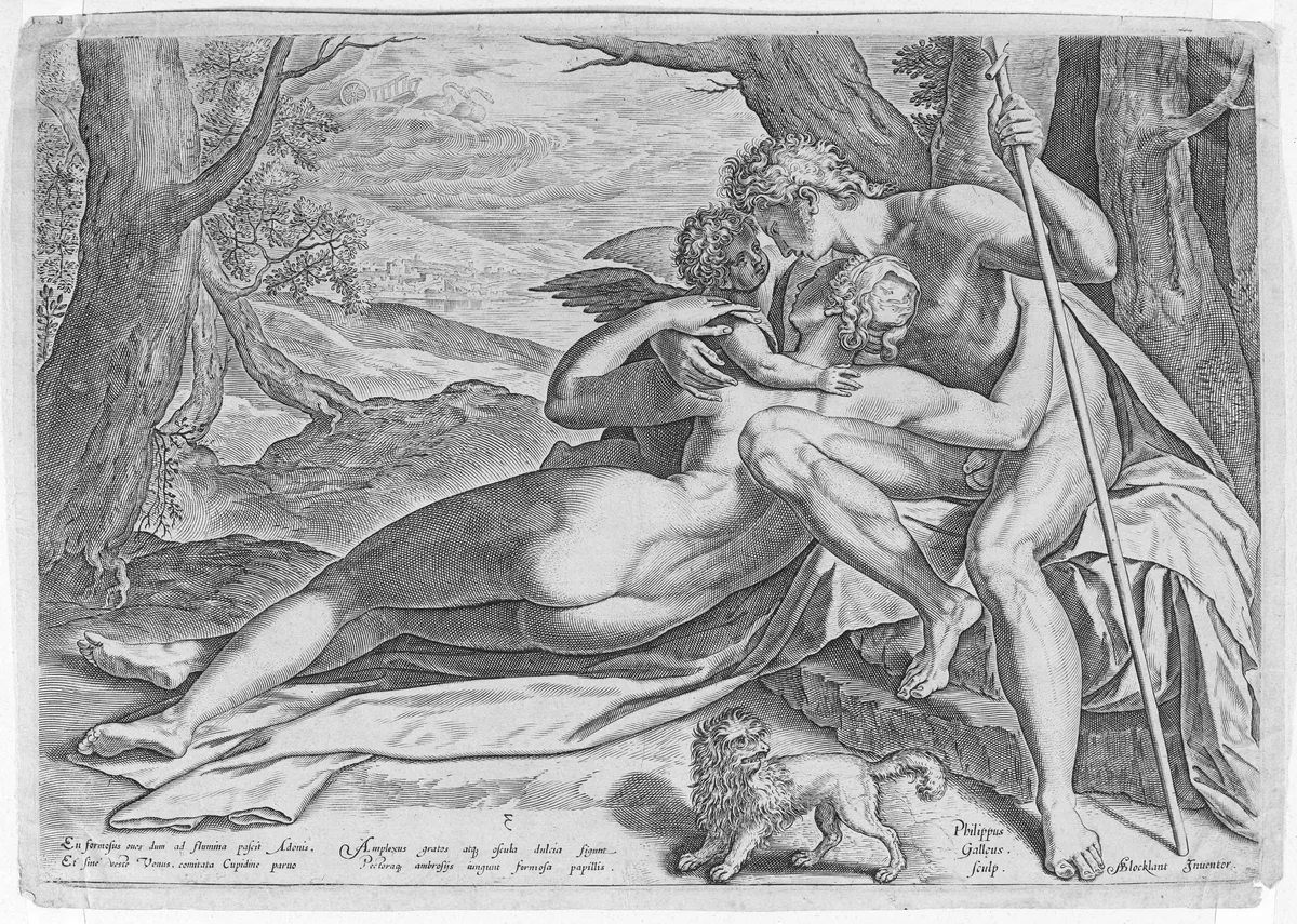 Venus and Adonis, from "The Story of Adonis" by Philips Galle, print, 1574-1584