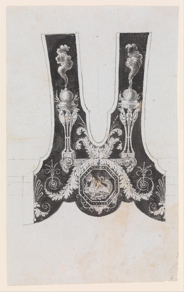 Design for the Decoration of the Surround of the Barrel Tang of a Firearm by Nicolas Noël Boutet, drawing, 1770-1830