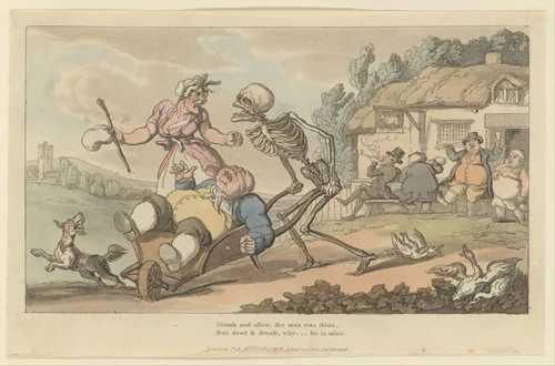 The Sot (The English Dance of Death, plate 12) by Thomas Rowlandson, print, 1814
