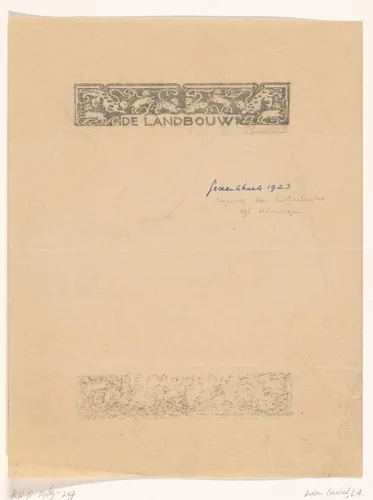 Titelhoofd met honden en katachtigen by Carel Adolph Lion Cachet, print, 1923