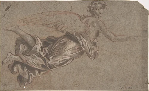 Flying Angel by anonymous, drawing, 1600-1699