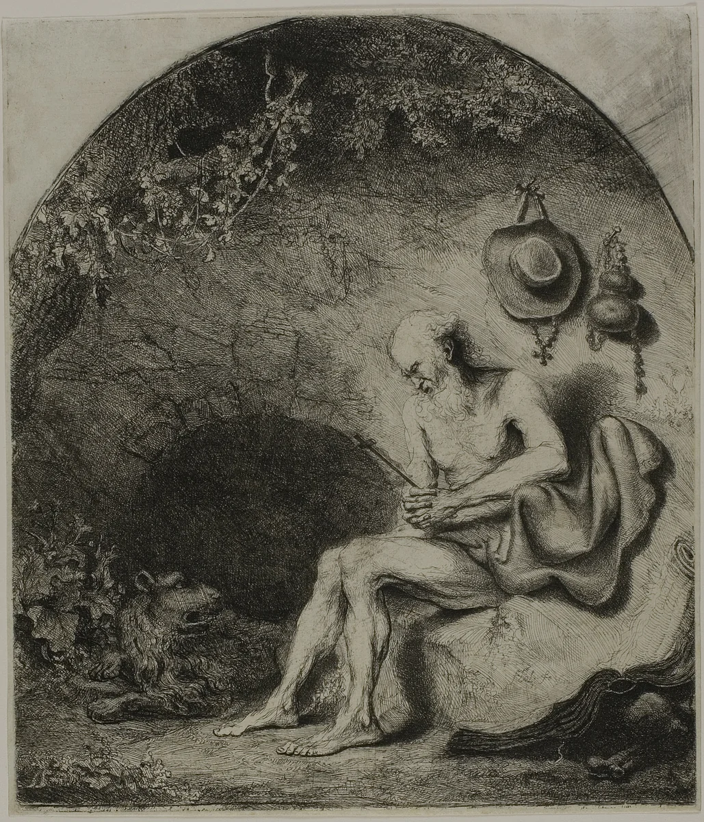 Saint Jerome in Penitence by Ferdinand Bol, print, 1644