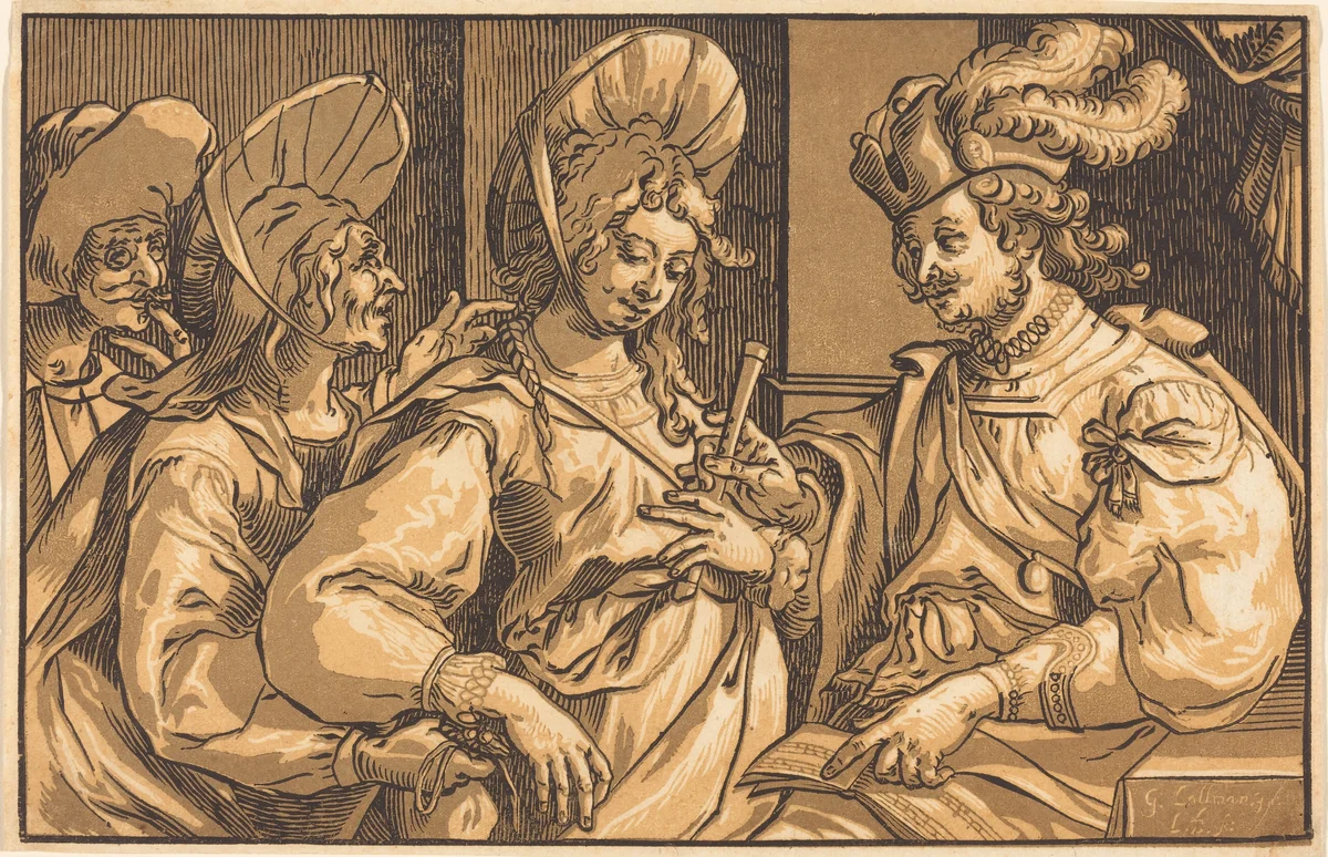 The Procuress by Ludwig Büsinck; Georges Lallemand, print, 1620-1640