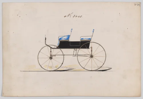 Design for 4 seat Phaeton, no top, no. 3440 by Brewster & Co., drawing, 1878