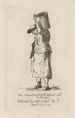 Portret met nieuwjaarswens van Jan Campert by Hendrik Marcus Schouten, print, 1806-1835