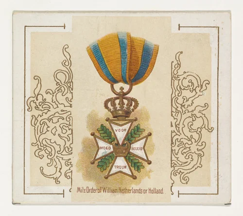 Military Order of William, Netherlands or Holland, from the World's Decorations series (N44) for Allen & Ginter Cigarettes by Allen & Ginter, print, 1890