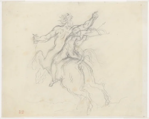 The Education of Achilles by Eugène Delacroix, drawing, 1839-1849