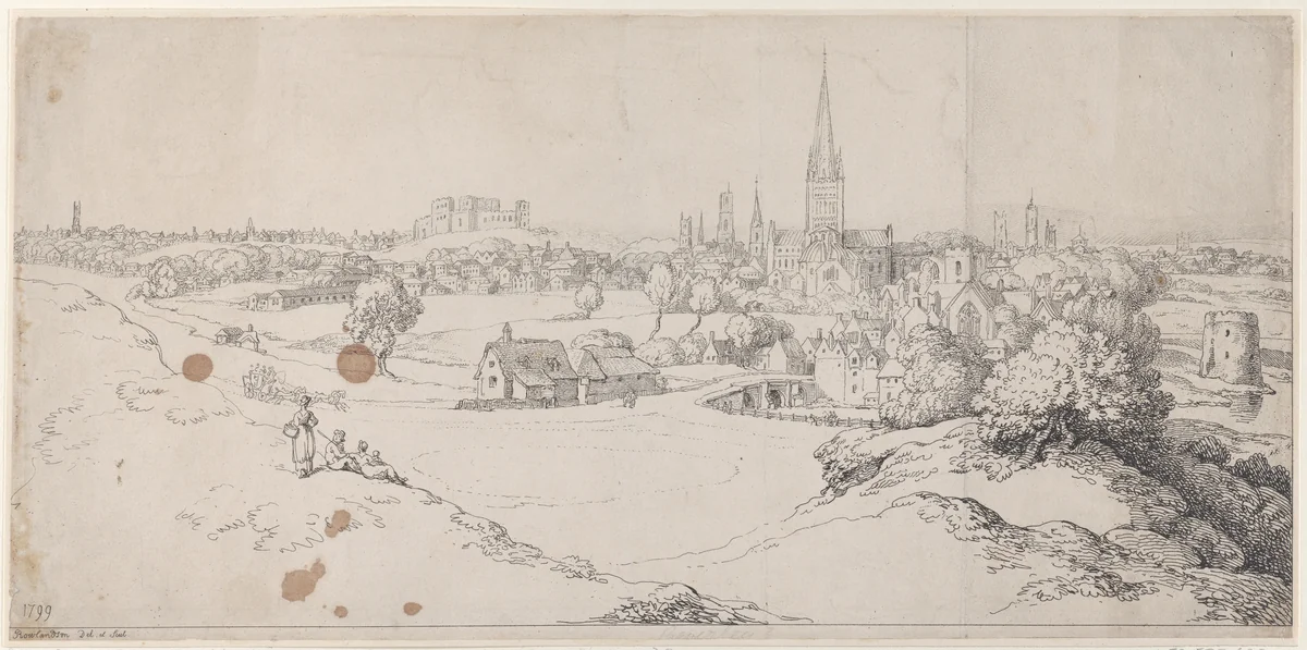 View of Norwich From St. James Hill by Thomas Rowlandson, print, 1799