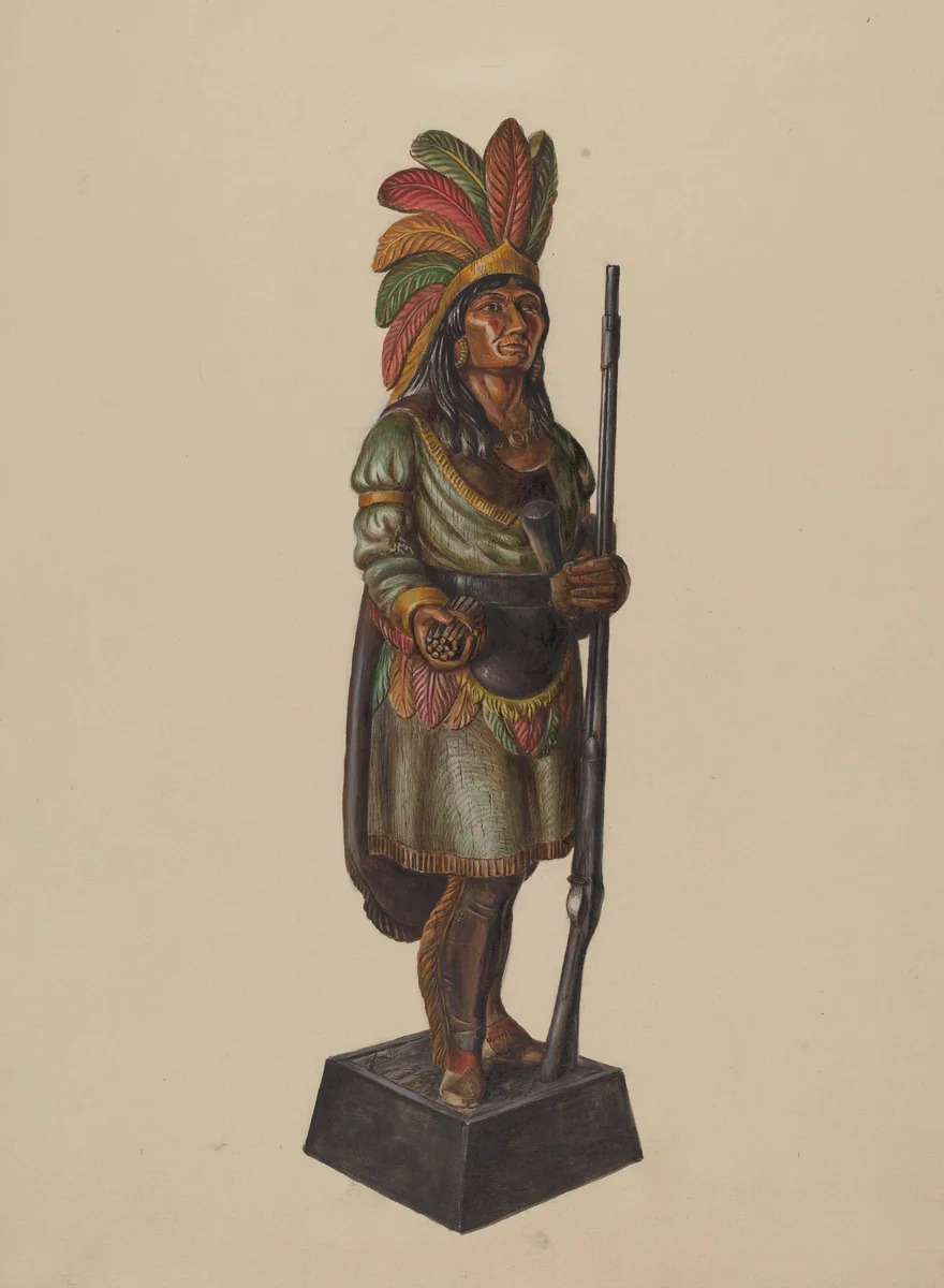 Cigar Store Indian by Walter Hochstrasser, index of american design, 1936