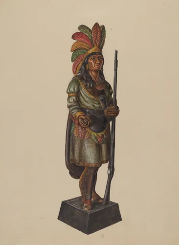 Cigar Store Indian by Walter Hochstrasser, index of american design, 1936