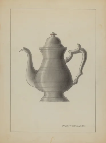 Pewter Coffee Pot by Robert Brigadier, index of american design, 1935-1942