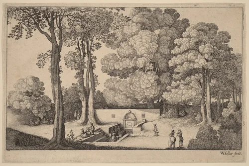 The Mineral Spring by Wenceslaus Hollar, print, 1627-1636